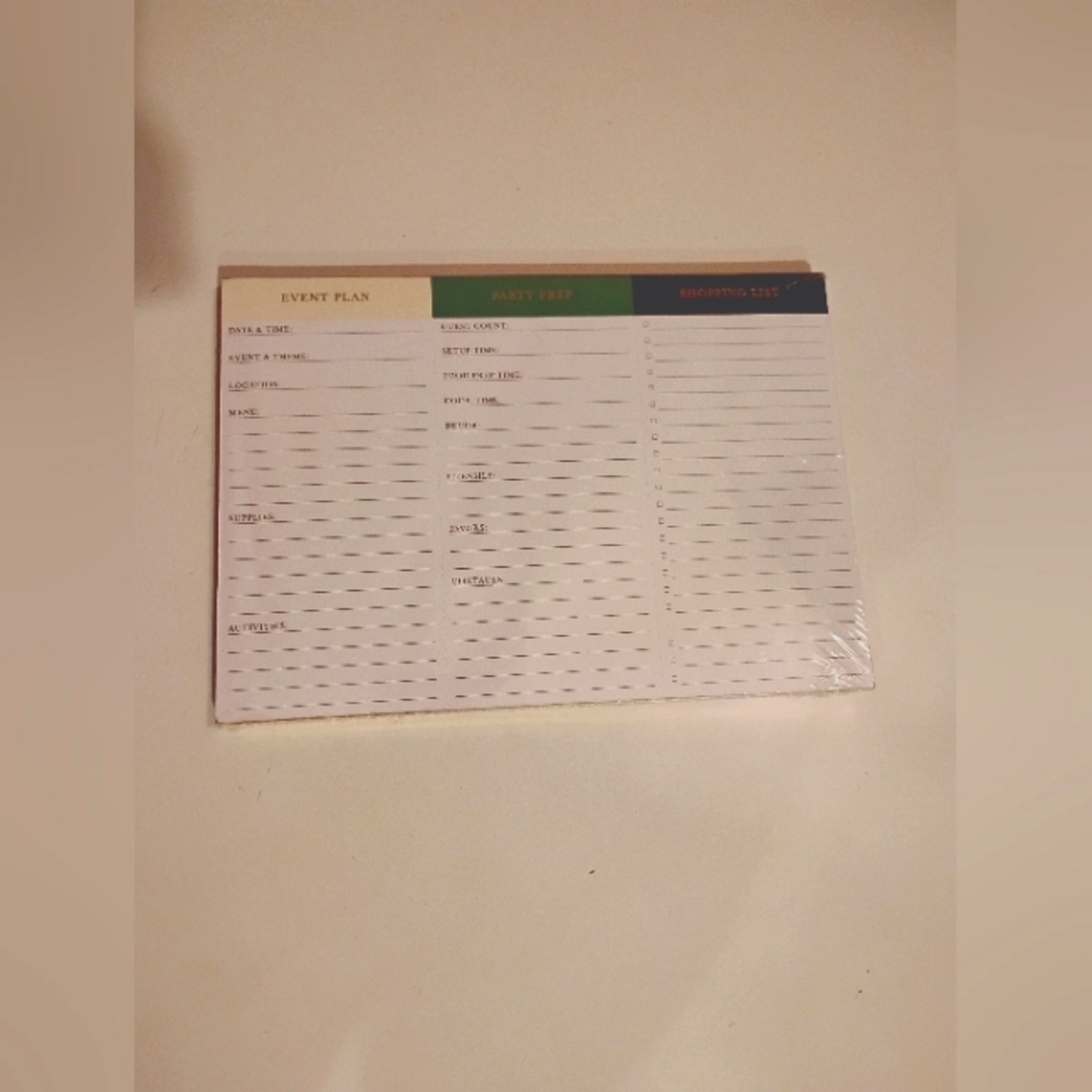 Kate Spade White Notepad EVENT PLAN PARTY PREP SHOPPING LIST Columns 80 Sheets